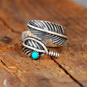 Anneau Turquoise Plume - Azuria - Mes Bijoux En Pierres Naturelles