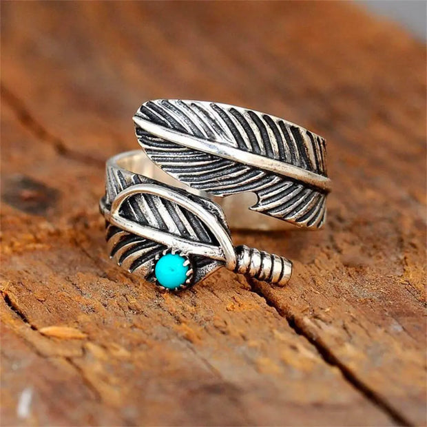 Anneau Turquoise Plume - Azuria - Mes Bijoux En Pierres Naturelles