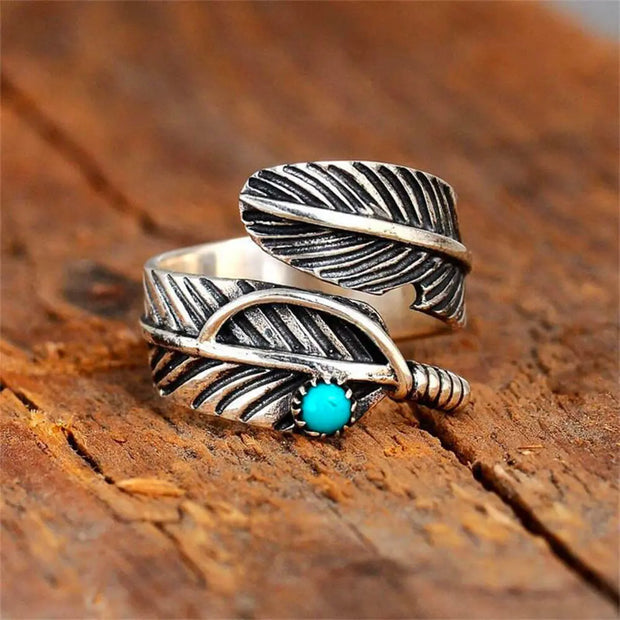 Anneau Turquoise Plume - Azuria - Mes Bijoux En Pierres Naturelles