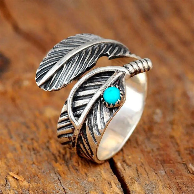 Anneau Turquoise Plume - Azuria - Mes Bijoux En Pierres Naturelles