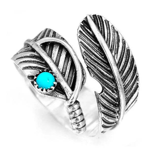 Anneau Turquoise Plume - Azuria - Mes Bijoux En Pierres Naturelles