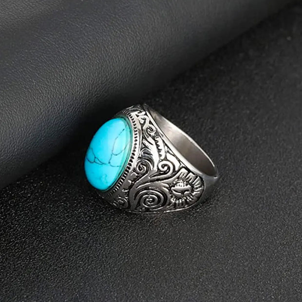 Pierre précieuse turquoise bague bohème - Mes Bijoux En Pierres Naturelles