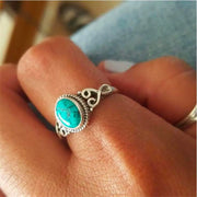 Anneau Turquoise en Acier Argenté - Turquessa - Mes Bijoux En Pierres Naturelles