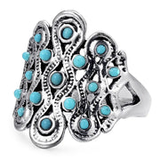 Anneau rétro femme en turquoise - Mes Bijoux En Pierres Naturelles
