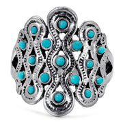 Anneau rétro femme en turquoise - Mes Bijoux En Pierres Naturelles
