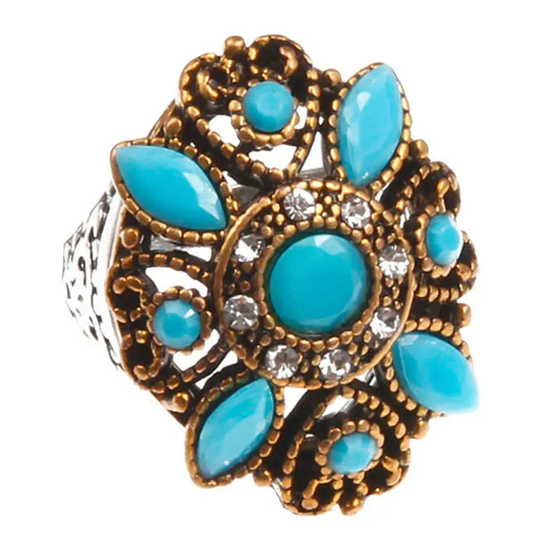 Anneau bohème vintage en turquoise - Mes Bijoux En Pierres Naturelles