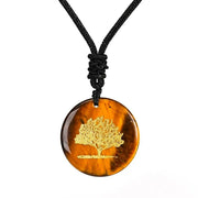 Pendentif collier oeil de tigre arbre de vie - Mes Bijoux En Pierres Naturelles