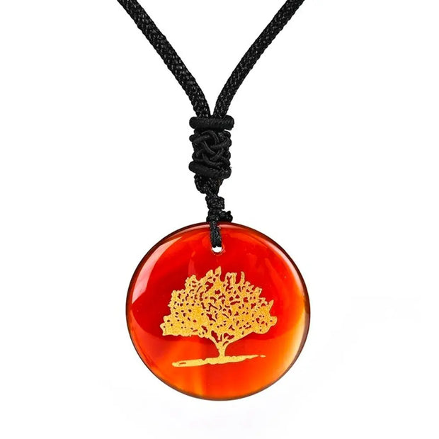 Collier en agate rouge avec arbre de vie, pendentif raffiné - Mes Bijoux En Pierres Naturelles