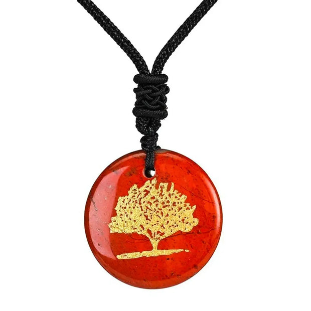 Pendentif arbre de vie en jaspe rouge - Mes Bijoux En Pierres Naturelles