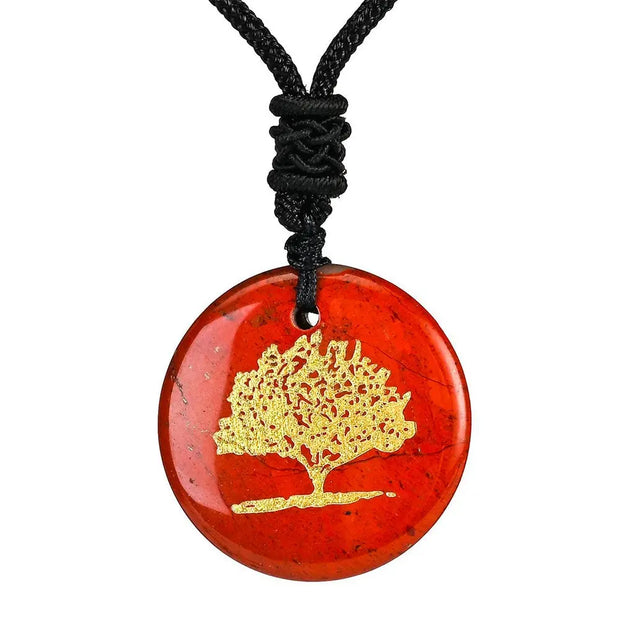 Pendentif arbre de vie en jaspe rouge - Mes Bijoux En Pierres Naturelles