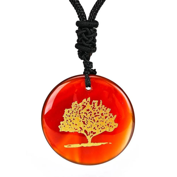 Collier en agate rouge avec arbre de vie, pendentif raffiné - Mes Bijoux En Pierres Naturelles