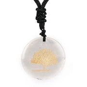 Pendentif collier arbre de vie en quartz cristal de roche. - Mes Bijoux En Pierres Naturelles