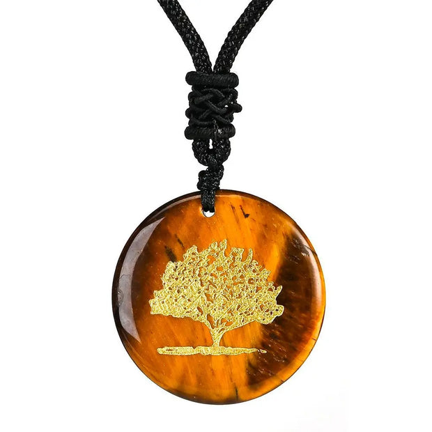 Pendentif collier oeil de tigre arbre de vie - Mes Bijoux En Pierres Naturelles