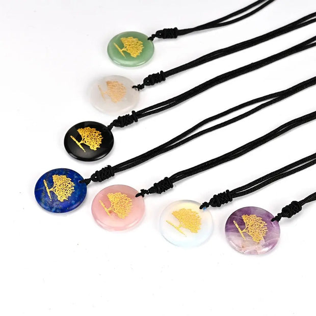 Pendentif arbre de vie en jaspe rouge - Mes Bijoux En Pierres Naturelles