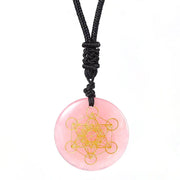 Pendentif cube de Métatron en quartz rose - Mes Bijoux En Pierres Naturelles