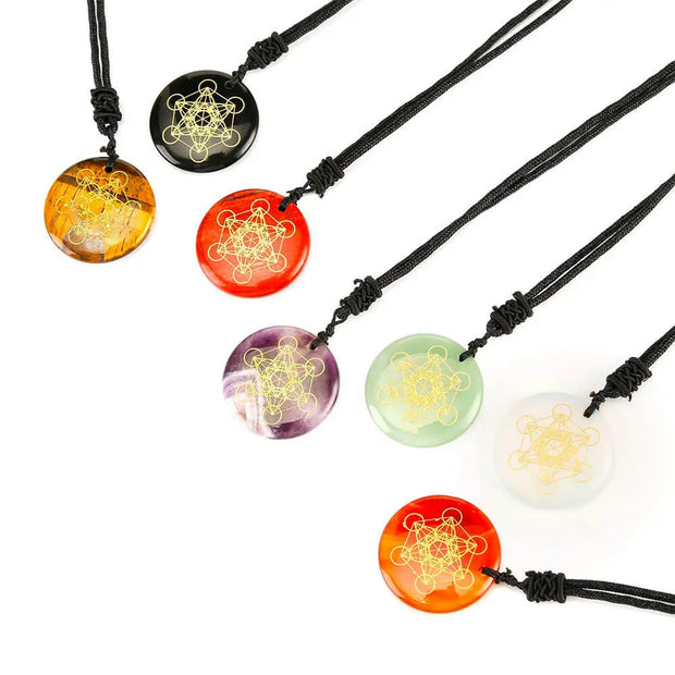 Pendentif cube de Métatron en quartz rose - Mes Bijoux En Pierres Naturelles
