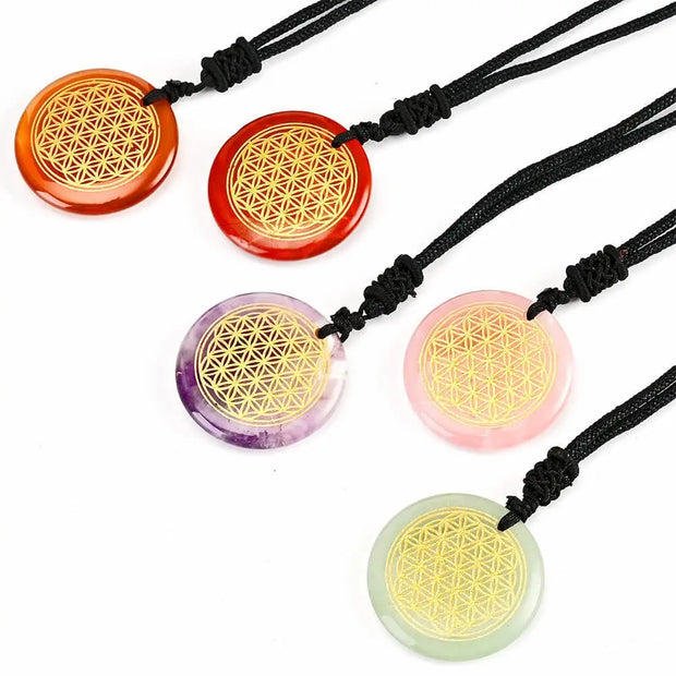 Pendentif fleur de vie en quartz rose - Bijou élégant en pierre précieuse - Mes Bijoux En Pierres Naturelles