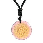 Pendentif fleur de vie en quartz rose - Bijou élégant en pierre précieuse - Mes Bijoux En Pierres Naturelles