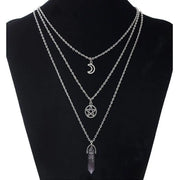 Pendentif cristal en forme de pentacle avec croissant de lune - Mes Bijoux En Pierres Naturelles