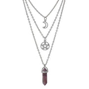 Pendentif cristal en forme de pentacle avec croissant de lune - Mes Bijoux En Pierres Naturelles