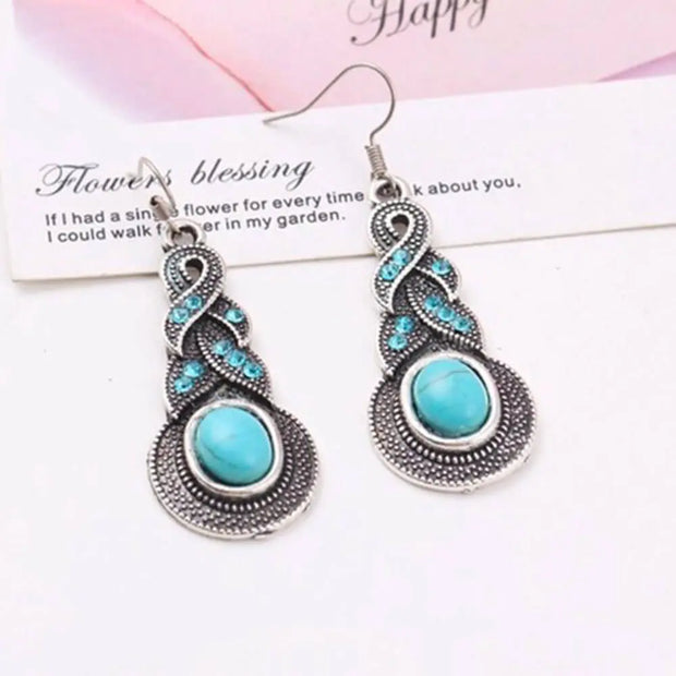 Créoles vintage en turquoise - Mes Bijoux En Pierres Naturelles