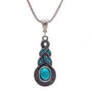 Pendentif rétro en pierre turquoise - Mes Bijoux En Pierres Naturelles
