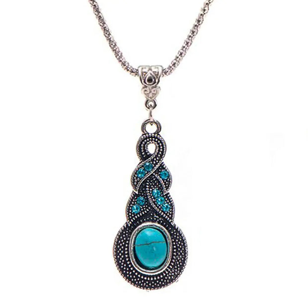 Pendentif rétro en pierre turquoise - Mes Bijoux En Pierres Naturelles