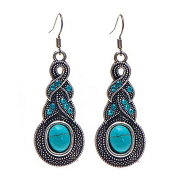 Créoles vintage en turquoise - Mes Bijoux En Pierres Naturelles