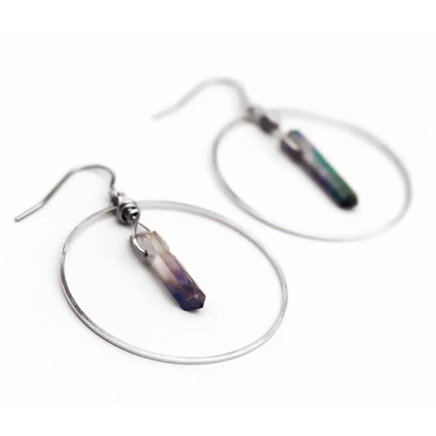 Créoles en Quartz : Boucles d'oreilles asymétriques élégantes - Mes Bijoux En Pierres Naturelles