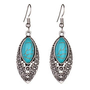 Boucles d'oreilles créoles en turquoise et acier argenté - Mes Bijoux En Pierres Naturelles