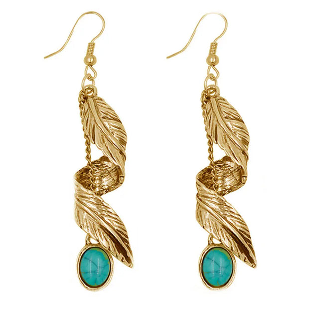 Pendants turquoise en feuille d'or - Mes Bijoux En Pierres Naturelles