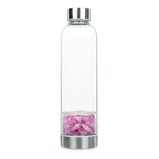 Flacon avec pierres de quartz rose - Mes Bijoux En Pierres Naturelles