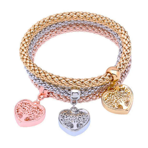 Bijoux élastiques avec pendants arbre de vie et cristal de roche - Mes Bijoux En Pierres Naturelles