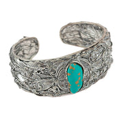 Jonc ajustable avec pierre turquoise thème jungle - Mes Bijoux En Pierres Naturelles