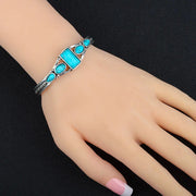 Bracelet manchette ajustable avec turquoise rectangulaire - Mes Bijoux En Pierres Naturelles