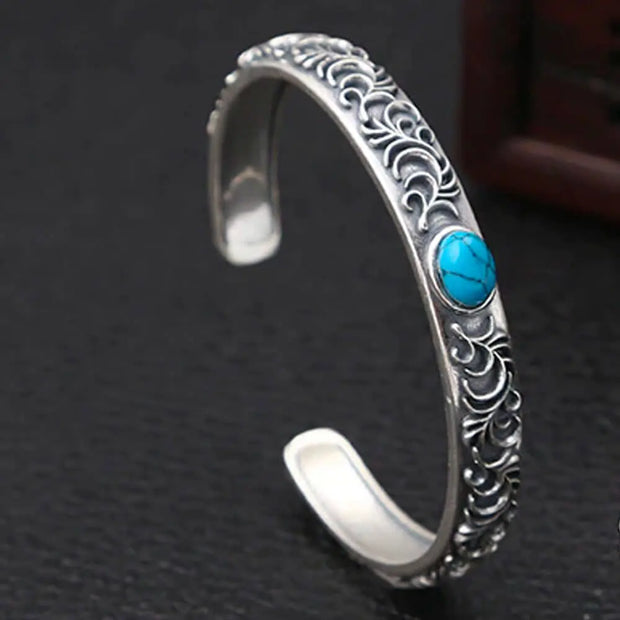 Manchette ajustable en pierre turquoise circulaire - Mes Bijoux En Pierres Naturelles