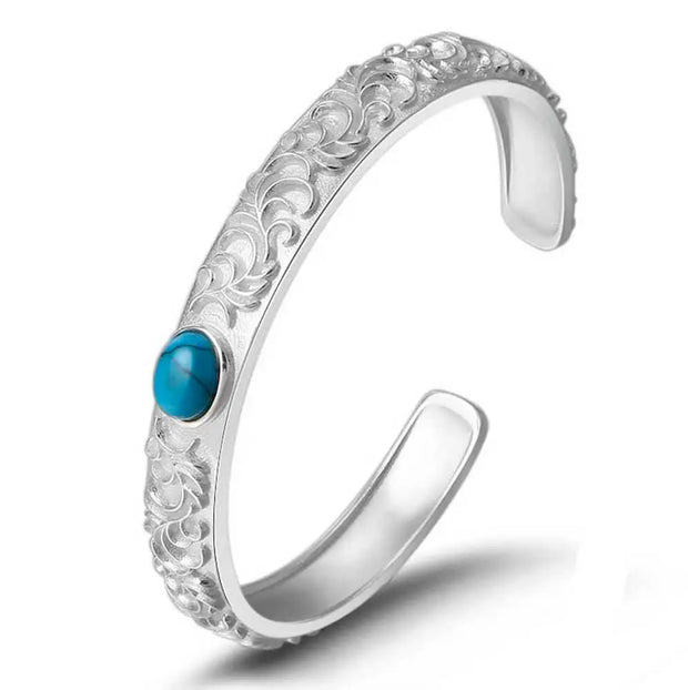 Manchette ajustable en pierre turquoise circulaire - Mes Bijoux En Pierres Naturelles