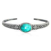 Jonc ajustable noir avec pierre turquoise - Mes Bijoux En Pierres Naturelles