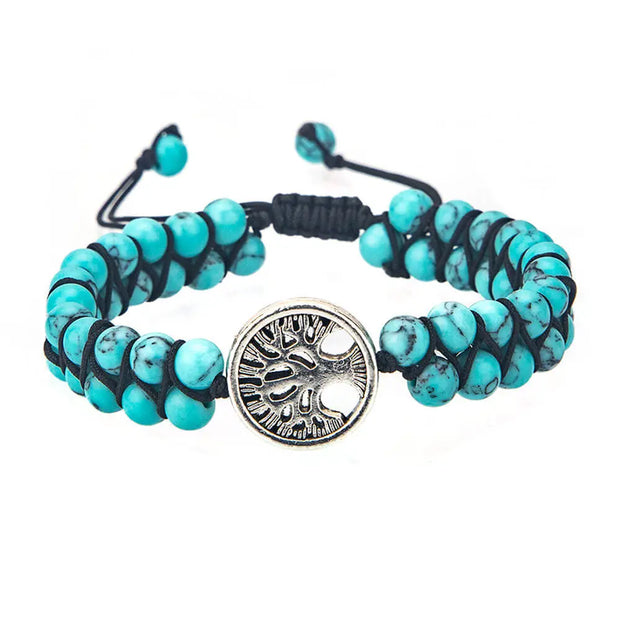 Mala tibétain en turquoise avec pendentif arbre de vie - Mes Bijoux En Pierres Naturelles