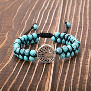 Mala tibétain en turquoise avec pendentif arbre de vie - Mes Bijoux En Pierres Naturelles