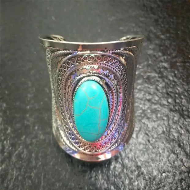 Manchette ajustable en pierre turquoise - Mes Bijoux En Pierres Naturelles
