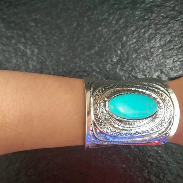 Manchette ajustable en pierre turquoise - Mes Bijoux En Pierres Naturelles