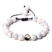 Bracelet Yin Yang en pierres turquoise et blanche - Mes Bijoux En Pierres Naturelles