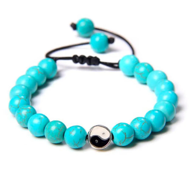 Bijou en perles turquoise Yin Yang - Mes Bijoux En Pierres Naturelles