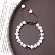 Bracelet Yin Yang en pierres turquoise et blanche - Mes Bijoux En Pierres Naturelles