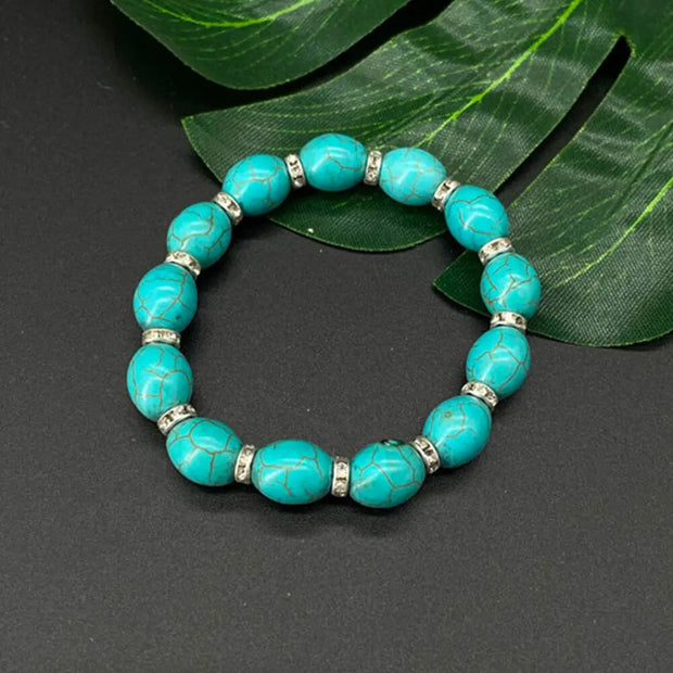 Mala en perles de turquoise ovale - Mes Bijoux En Pierres Naturelles