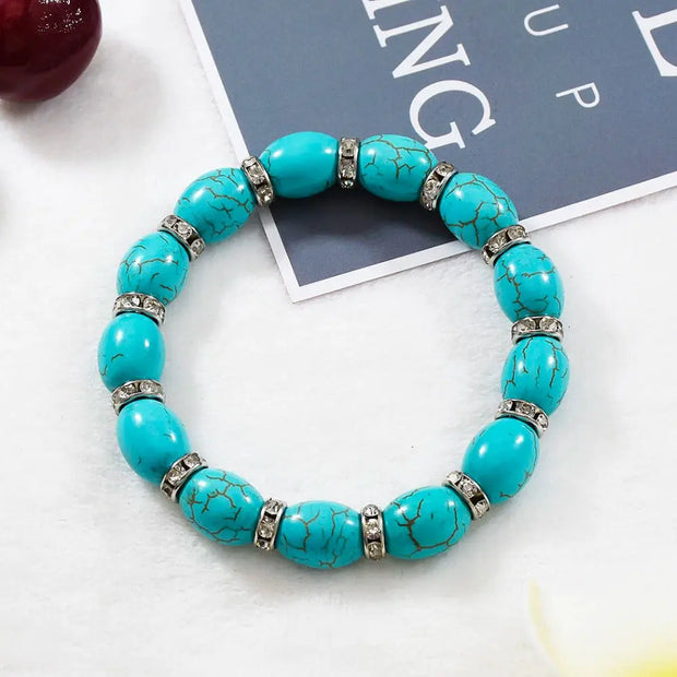 Mala en perles de turquoise ovale - Mes Bijoux En Pierres Naturelles