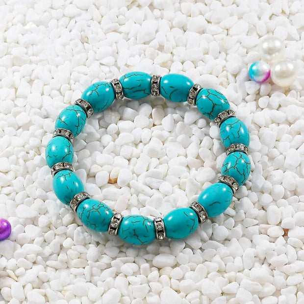 Mala en perles de turquoise ovale - Mes Bijoux En Pierres Naturelles