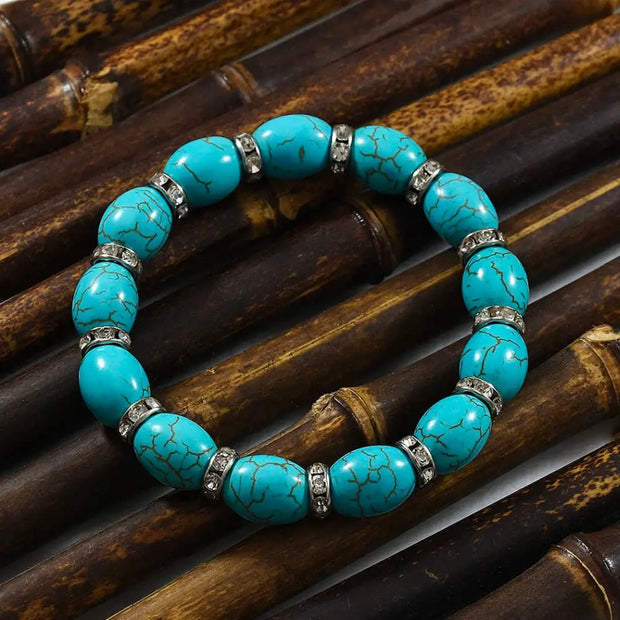 Mala en perles de turquoise ovale - Mes Bijoux En Pierres Naturelles