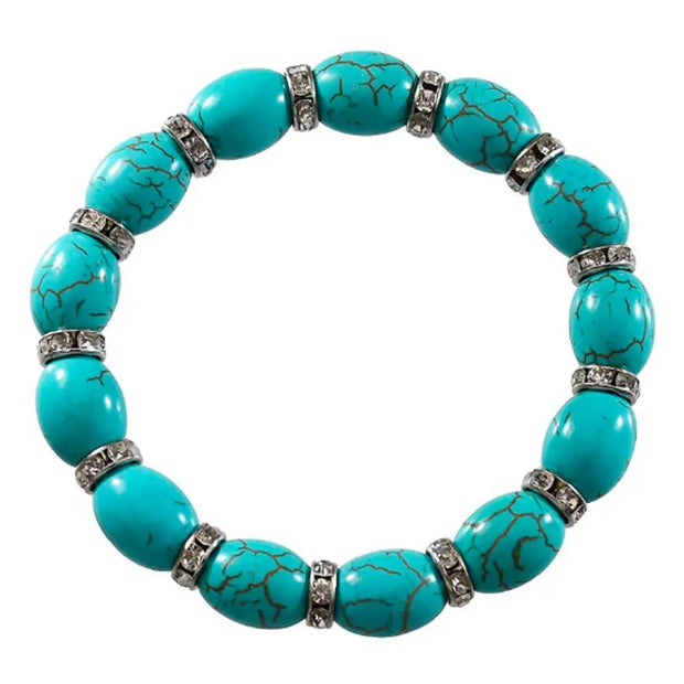 Mala en perles de turquoise ovale - Mes Bijoux En Pierres Naturelles